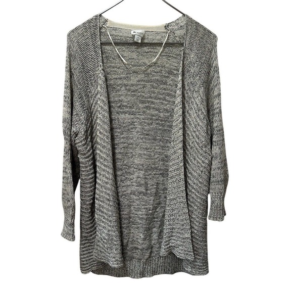Stylus Womens XL Gray Marled Open Front Cardigan Cotton Blend 3/4 Sleeve Sweater - Picture 2 of 8